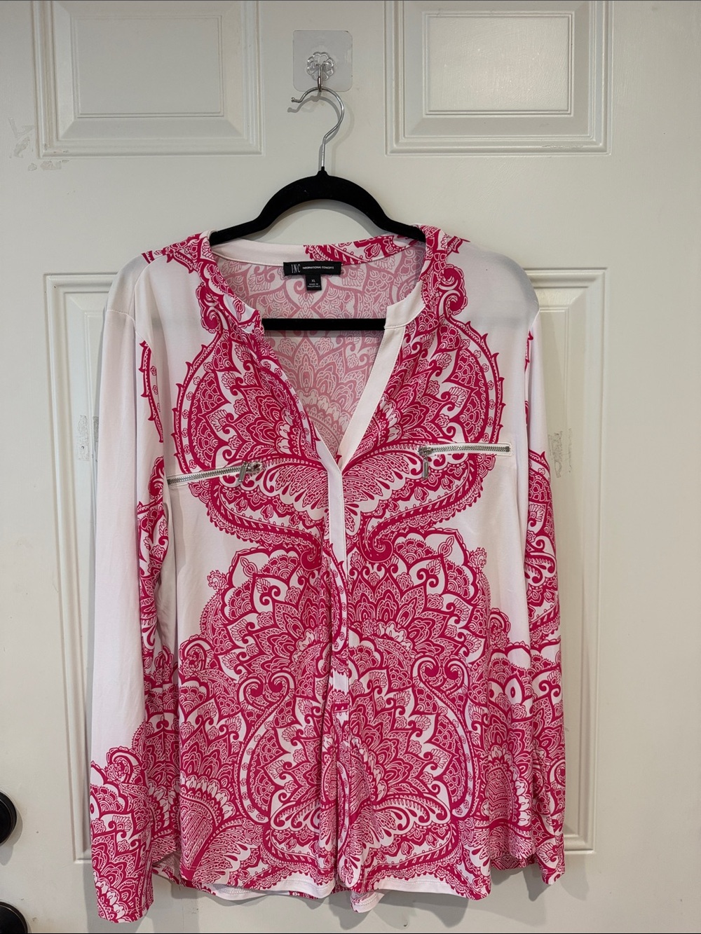 INC International Concepts Pink Paisley Button-Down Blouse